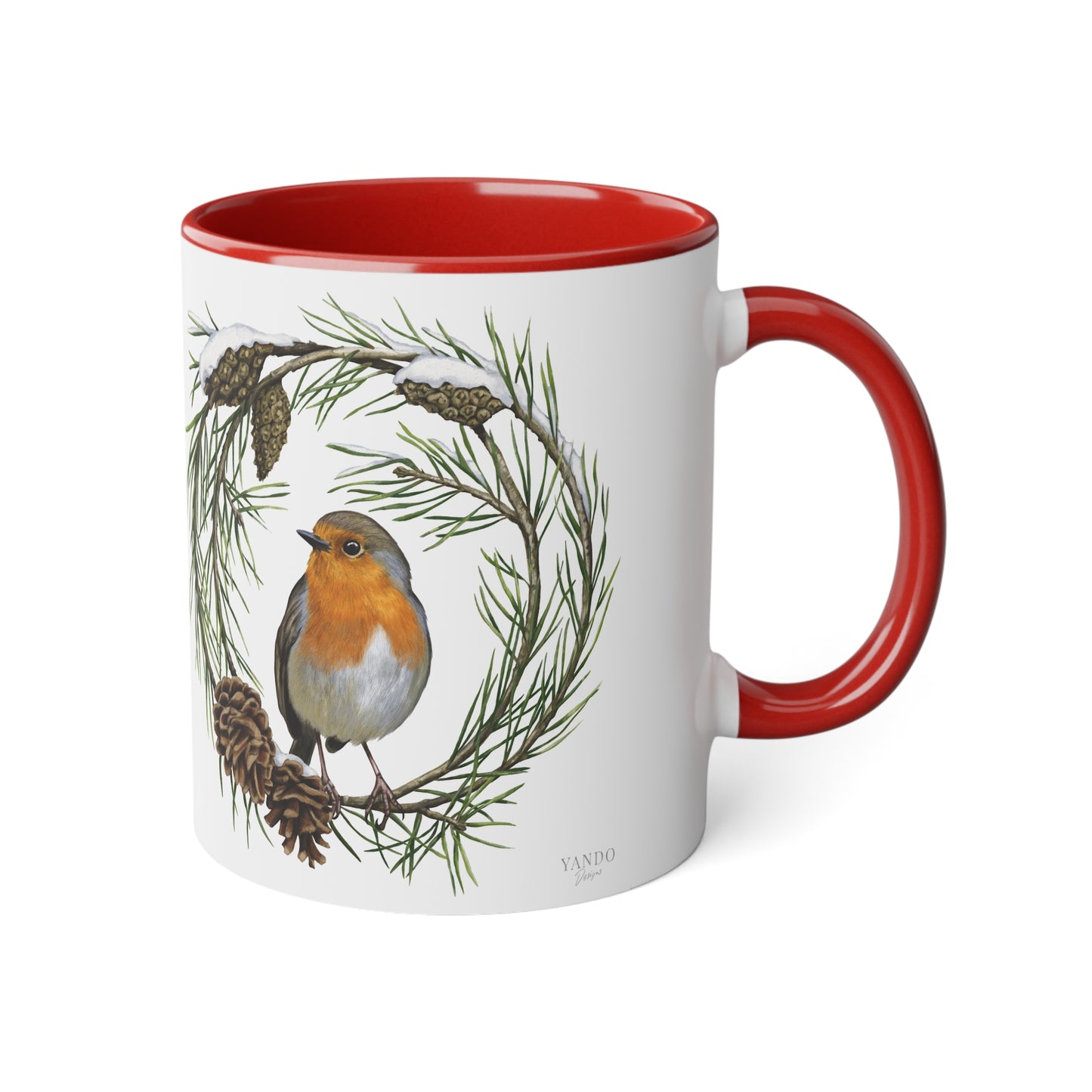 Tasse mit Rotkehlchen-Motiv