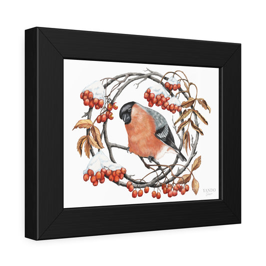 Fine Art Druck gerahmt – Gimpel und Eberesche