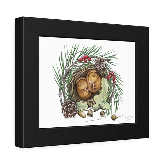 Fine Art Druck gerahmt – Schlafende Haselmäuse