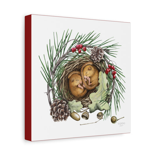 Leinwanddruck – Schlafende Haselmäuse