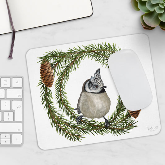 Mousepad – Haubenmeise und Fichte