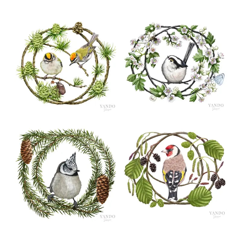Sommergoldhähnchen — handgemalte Vogel-Illustration aus der Vogel-Motiv-Kollektion
