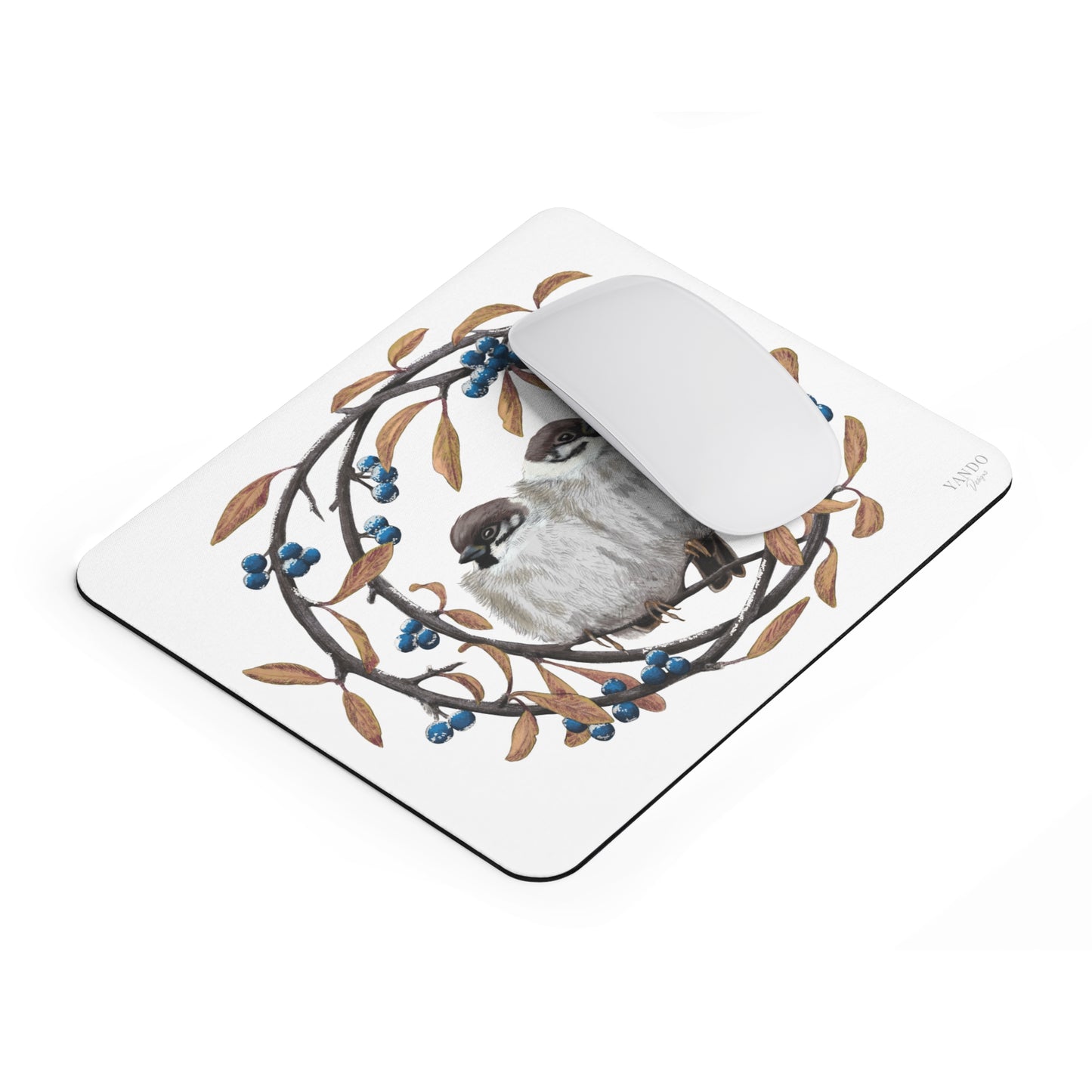 Mousepad – Feldsperlinge und Schlehdorn