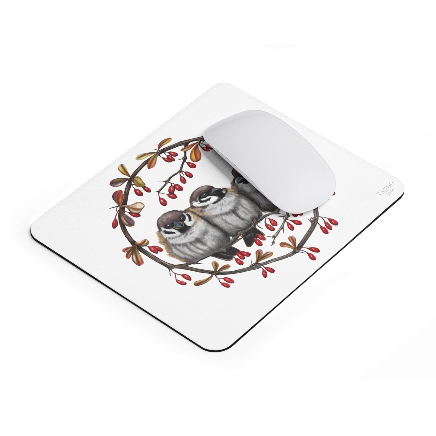 Mousepad – Feldsperlinge und Berberitze