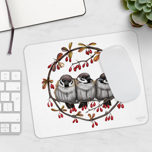 Mousepad – Feldsperlinge und Berberitze