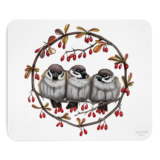 Mousepad – Feldsperlinge und Berberitze