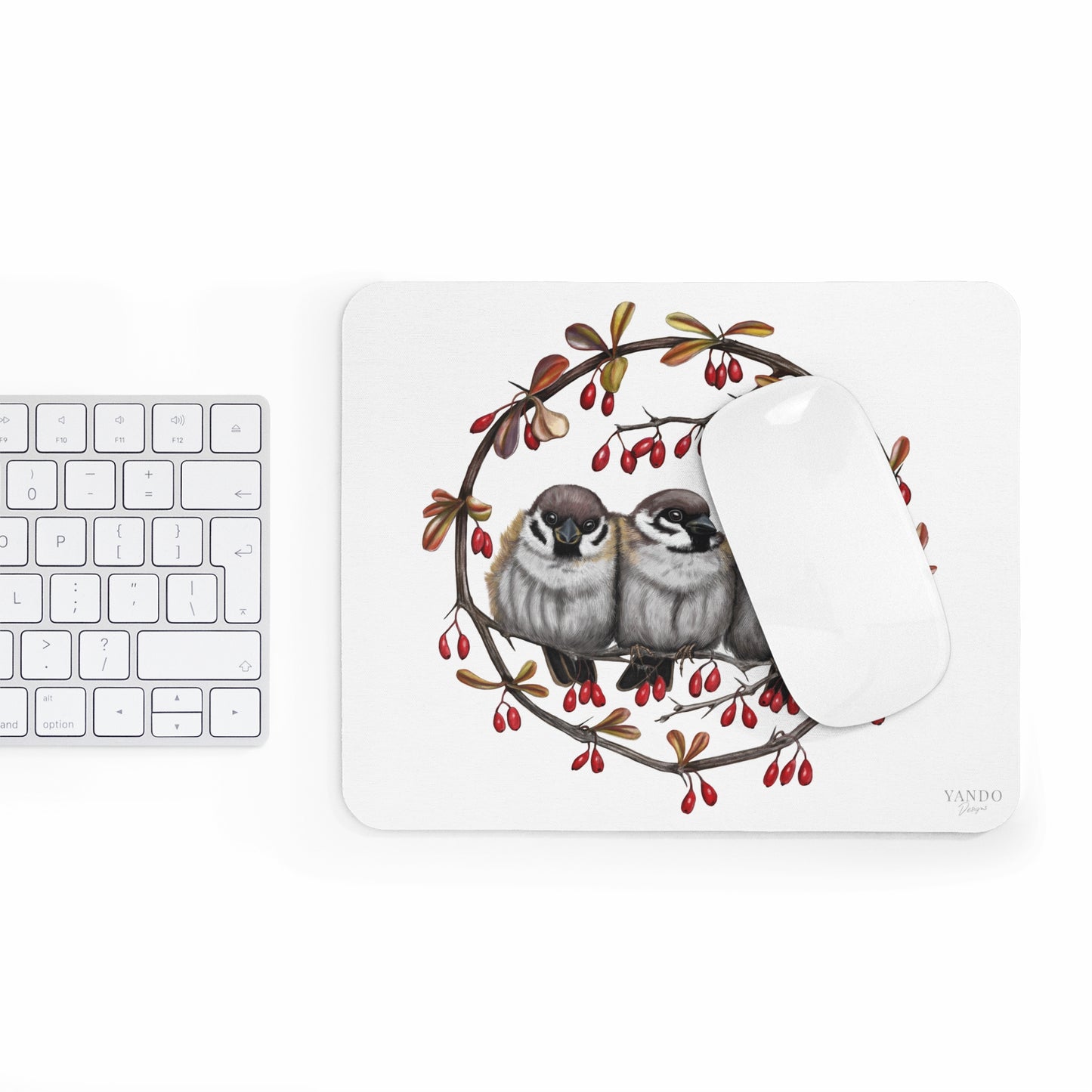Mousepad – Feldsperlinge und Berberitze