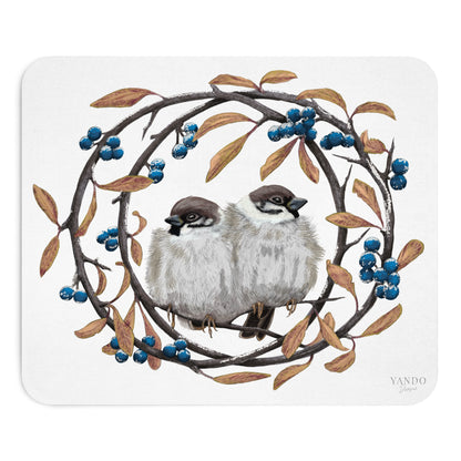 Mousepad – Feldsperlinge und Schlehdorn