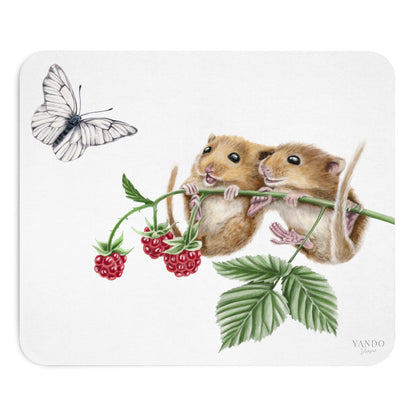 Mousepad – Haselmäuse und Himbeere