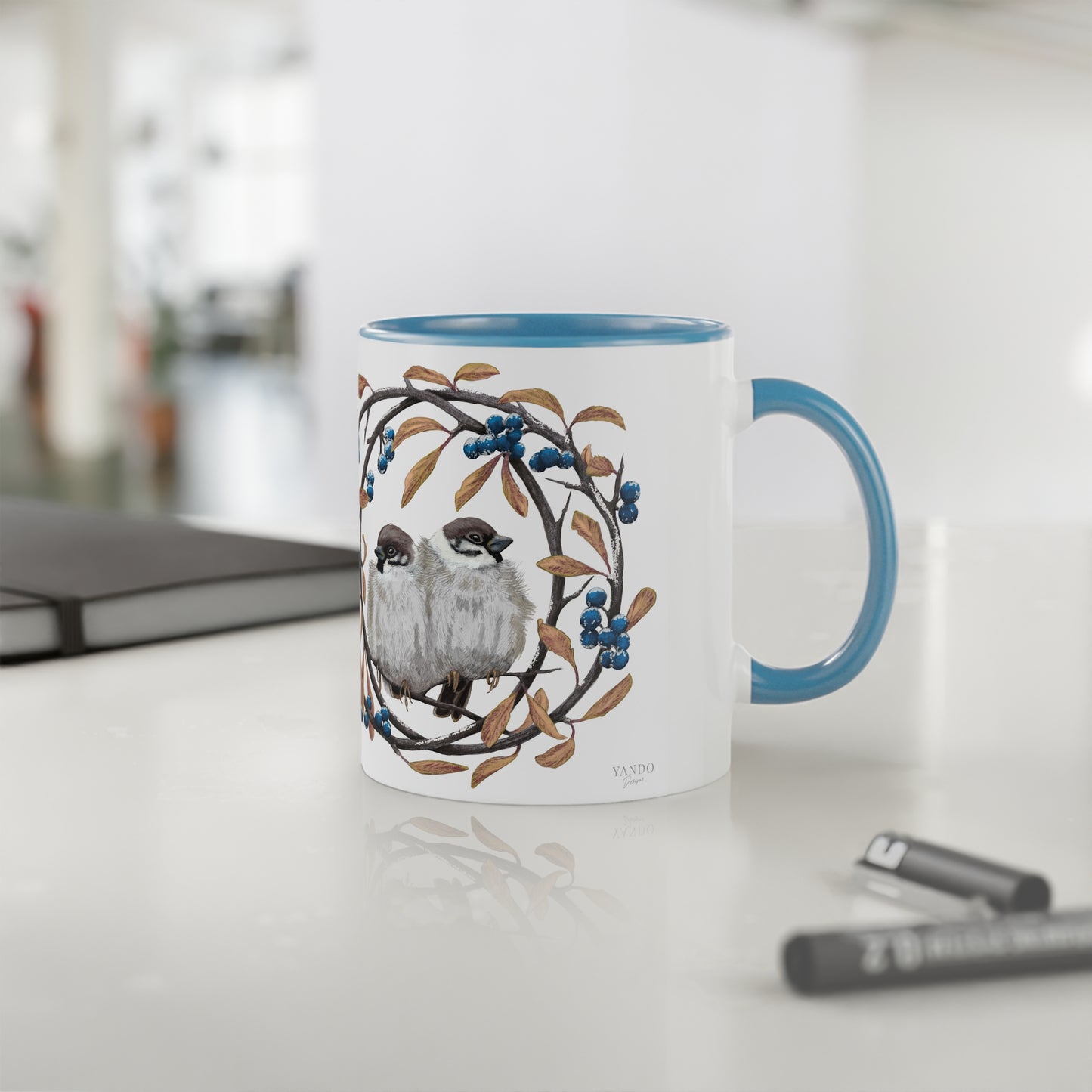 Tasse mit Feldsperling-Motiv