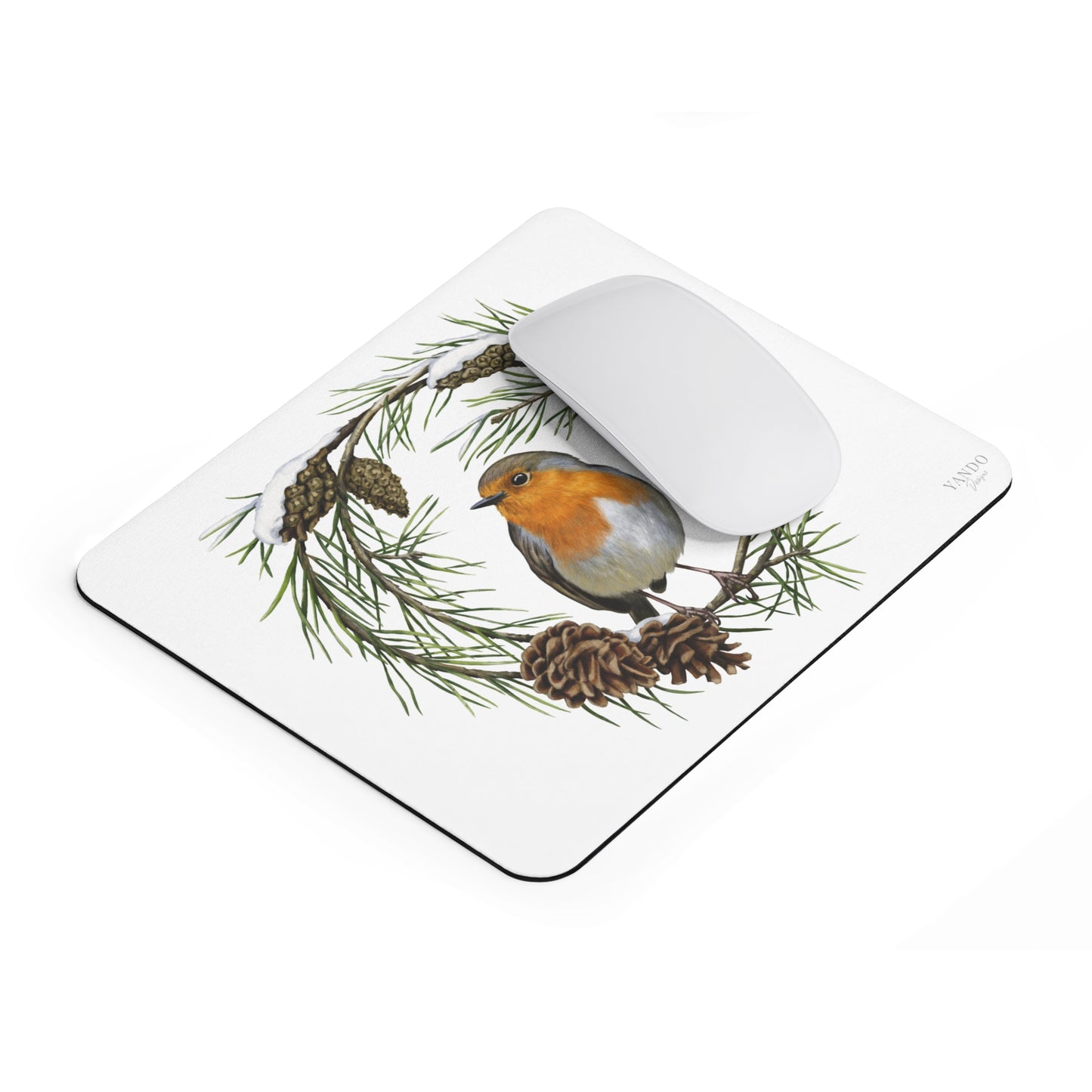 Mousepad – Rotkehlchen und Kiefer