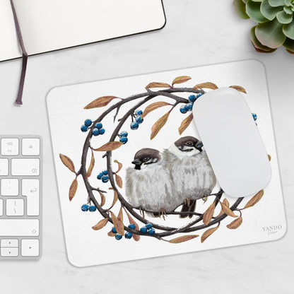 Mousepad – Feldsperlinge und Schlehdorn