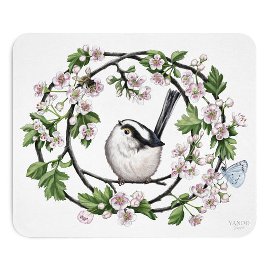 Mousepad – Schwanzmeise und Weißdorn