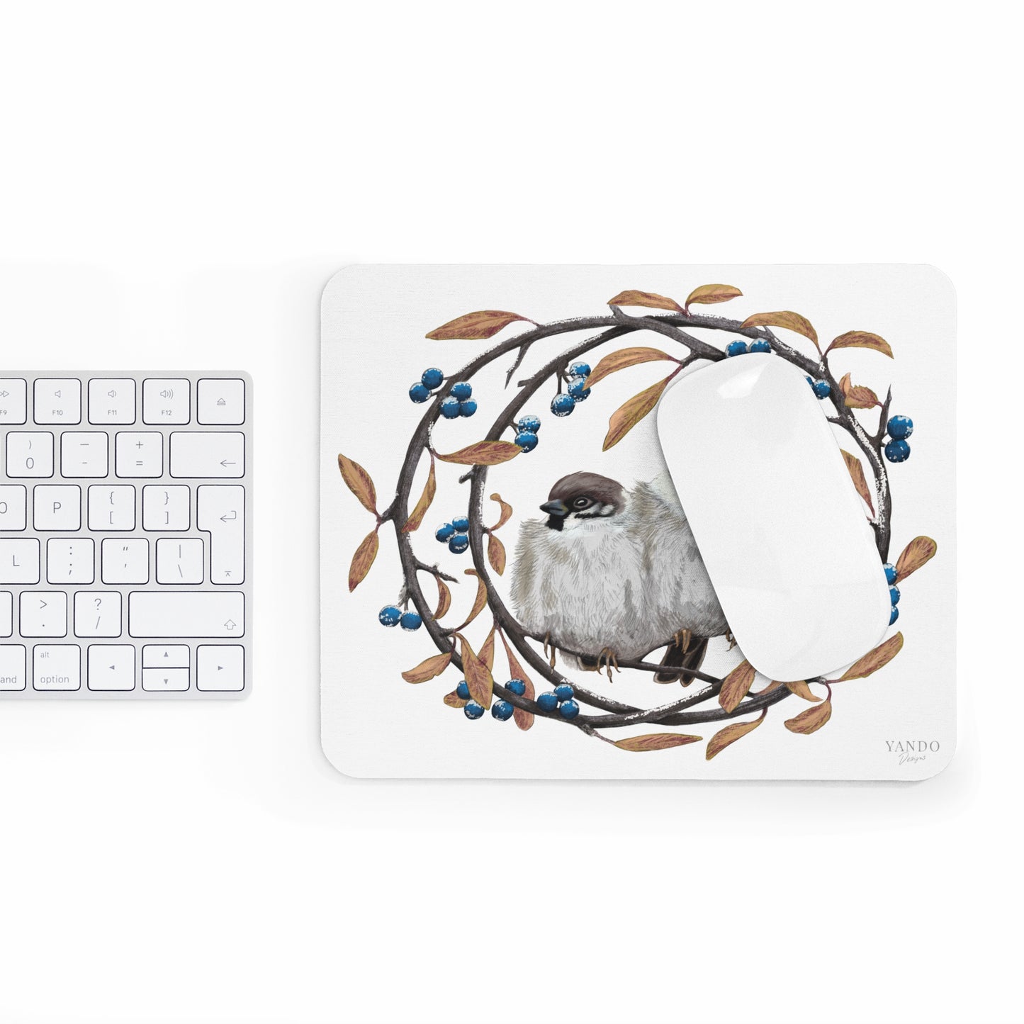 Mousepad – Feldsperlinge und Schlehdorn