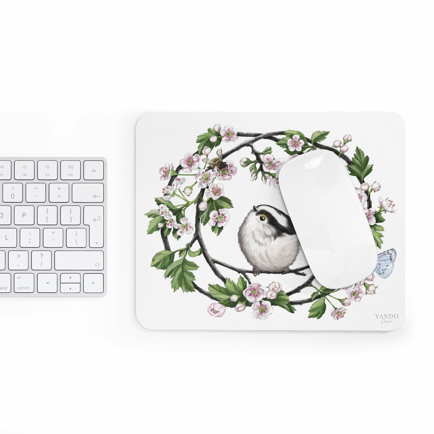 Mousepad – Schwanzmeise und Weißdorn