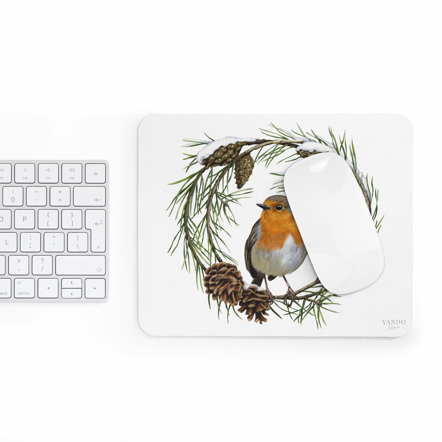 Mousepad – Rotkehlchen und Kiefer