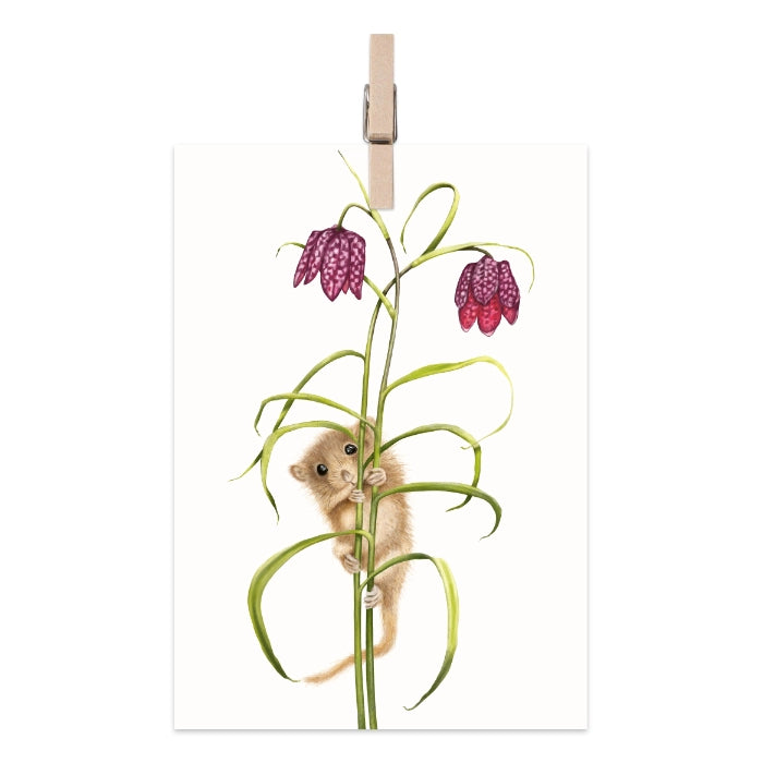 Geschenkanhänger Haselmaus und Schachbrettblume