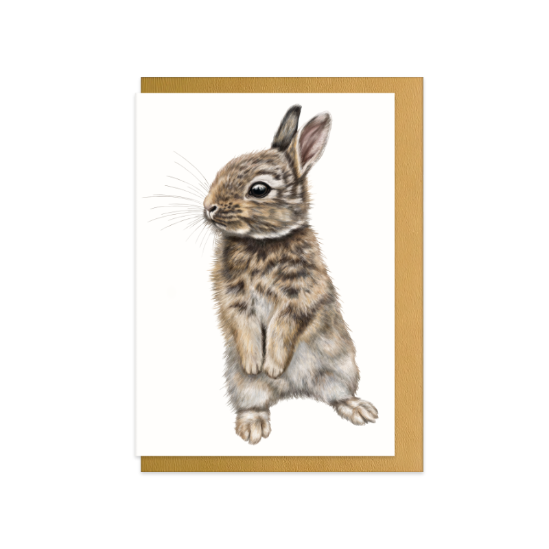 Kaninchen Grußkarte – Naturmotiv auf Naturpapier, handillustriert