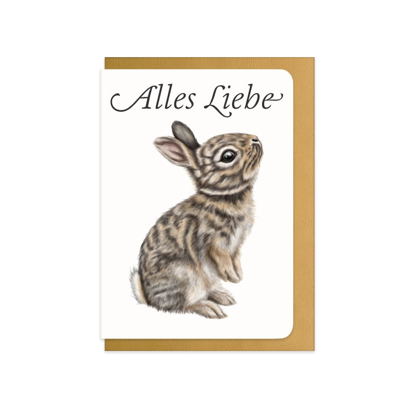 Valentinstagskarte Kaninchen mit Schriftzug Alles Liebe