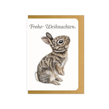 Weihnachtskarte Kaninchen II mit Schriftzug Frohe Weihnachten