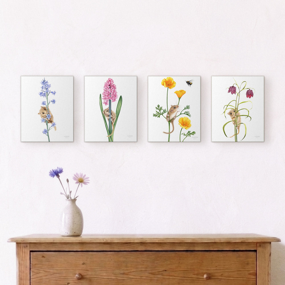 Haselmäuse und Blumen - Leinwand-Sammlung
