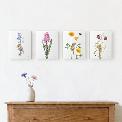 Haselmäuse und Blumen - Leinwand-Sammlung
