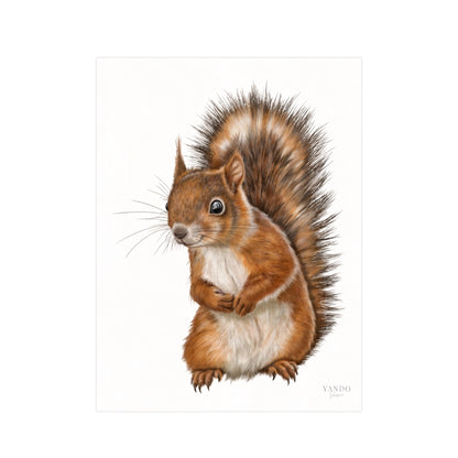 Handgemalter Kunstdruck Eichhörnchen auf Hahnemühle Fine-Art-Papier, 18×24 cm