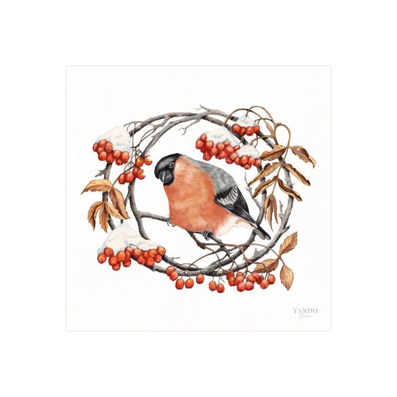 Kunstdruck – Gimpel und Eberesche, Fine-Art-Print auf Hahnemühle-Papier