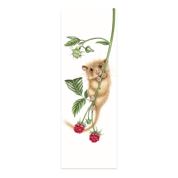 Lesezeichen Haselmaus und Himbeere