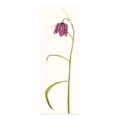 Lesezeichen Schachbrettblume — handgemalte Naturmotiv-Illustration auf Feinkarton