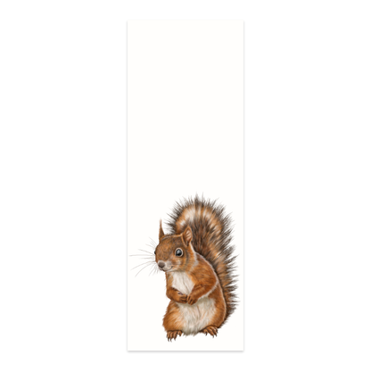 Lesezeichen Eichhörnchen – handgemaltes Naturmotiv 5 × 15 cm auf Hahnemühle-Papier