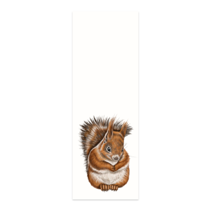 Lesezeichen Eichhörnchen Links – handgemaltes Naturmotiv 5 × 15 cm auf Hahnemühle-Papier