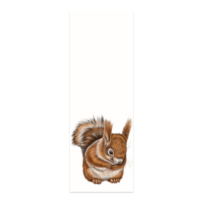 Lesezeichen Eichhörnchen Rechts – handgemaltes Naturmotiv 5 × 15 cm auf Hahnemühle-Papier