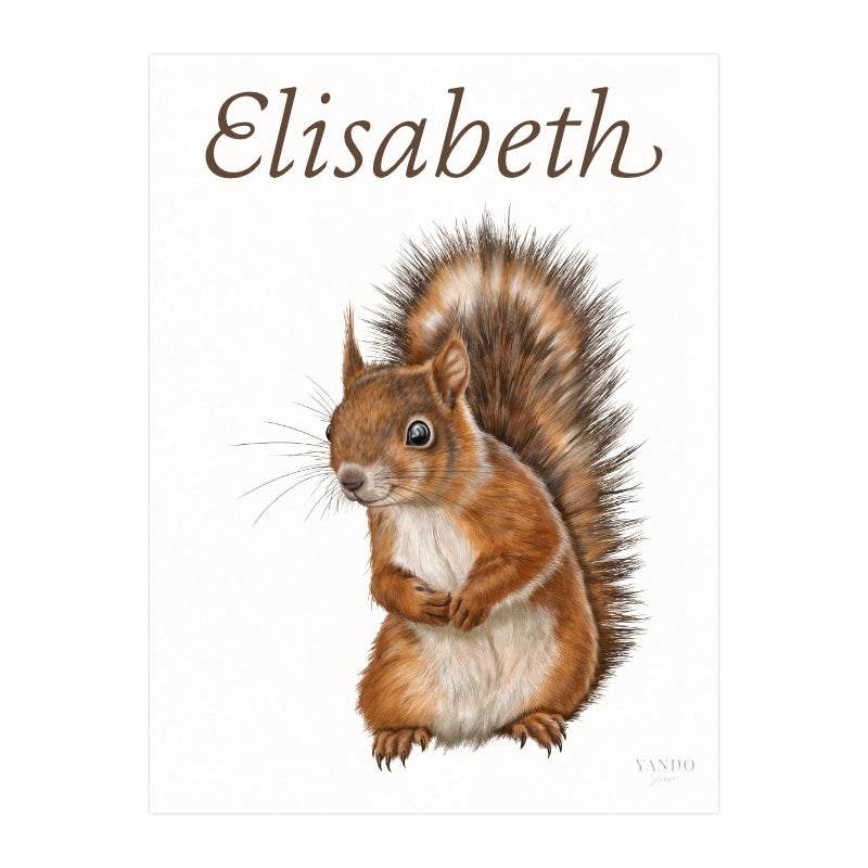 Personalisierter Kunstdruck Eichhörnchen mit dem Namen Elisabeth