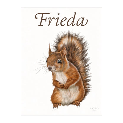 Personalisierter Kunstdruck Eichhörnchen mit dem Namen Frieda