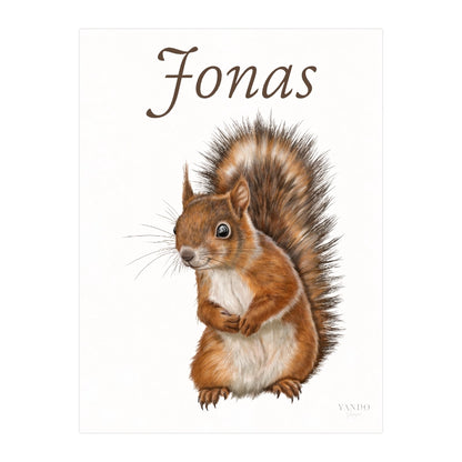 Personalisierter Kunstdruck Eichhörnchen mit dem Namen Jonas