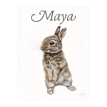 Personalisierter Kunstdruck Kaninchen mit dem Namen Maya