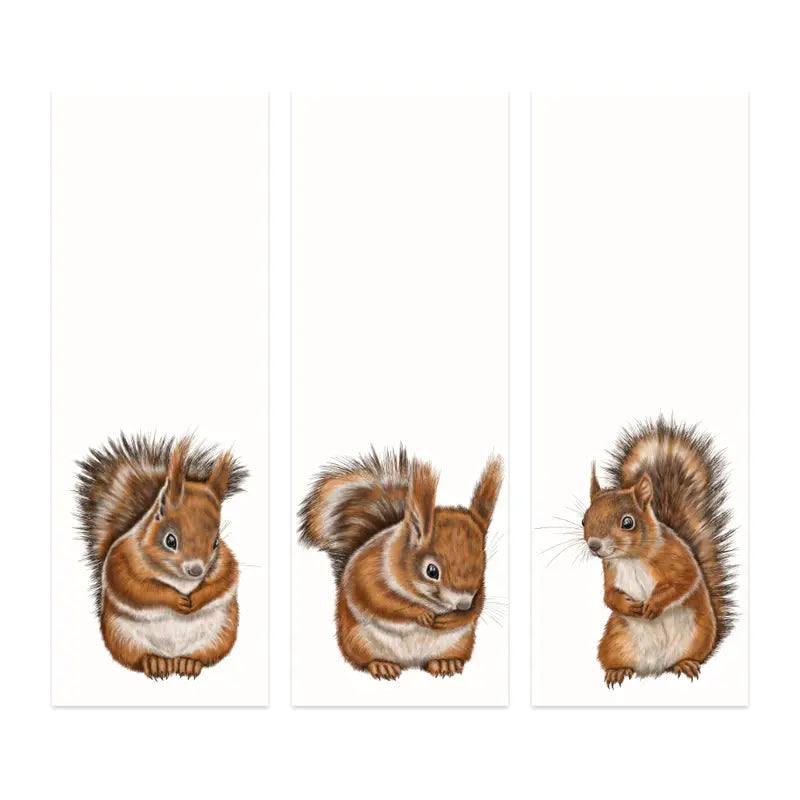 Eichhörnchen Lesezeichen-Sammlung – Set mit 3 handgemalten Naturmotiven auf Hahnemühle-Papier