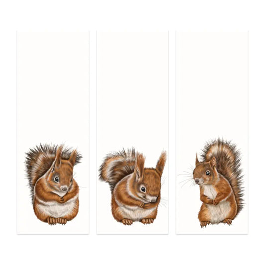 Eichhörnchen Lesezeichen-Sammlung – Set mit 3 handgemalten Naturmotiven auf Hahnemühle-Papier