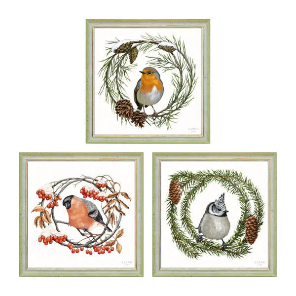 Wintervögel - 3-teiliges Wandbild-Set