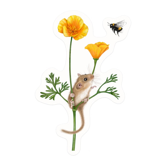 Sticker Haselmaus und Goldmohn