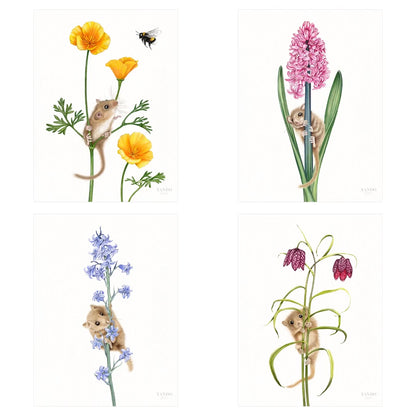 Haselmäuse und Blumen - Kunstdruck-Sammlung